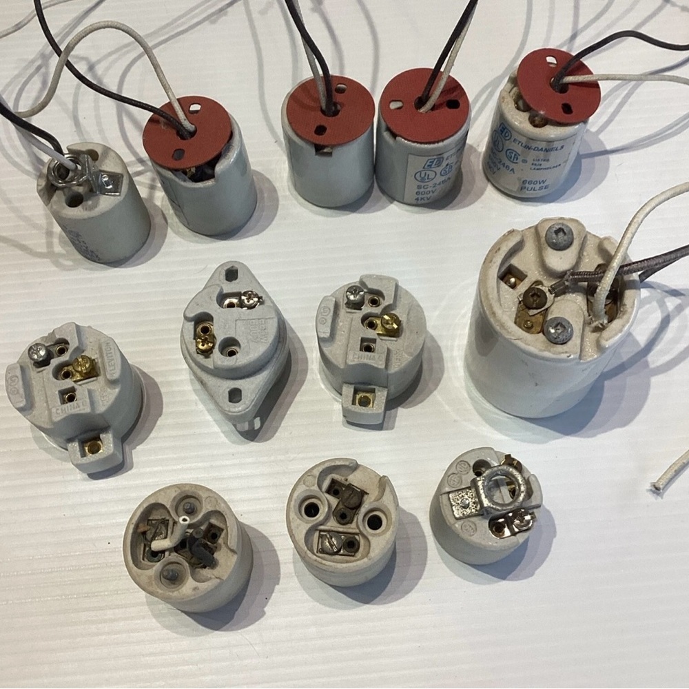 Mixed Lot Old Used Sockets Electrical Porcelain Leviton Etlin-Daniels Polished